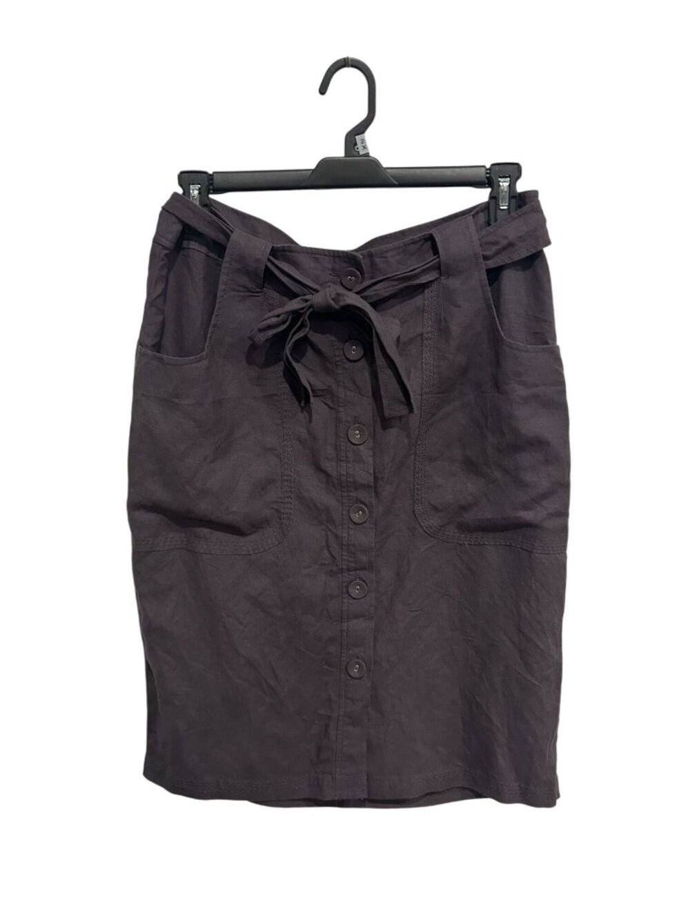 August Silk 14 Dark Ash Button Front Skirt Tie Waist Cottagecore Slow Living NWT